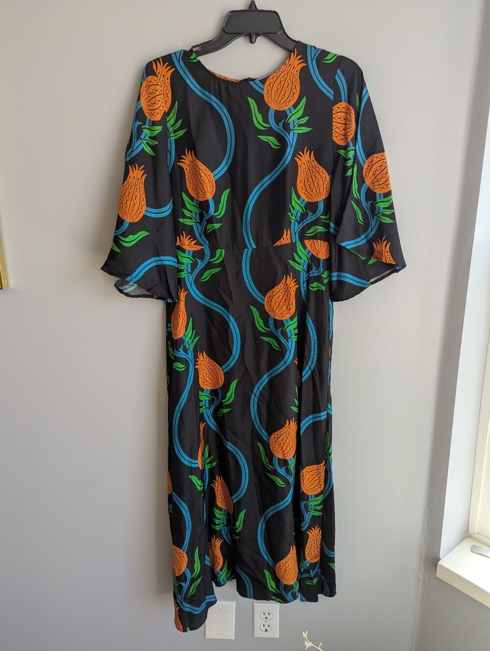 La DoubleJ Midi Silk Sorella Melograno Dress Small